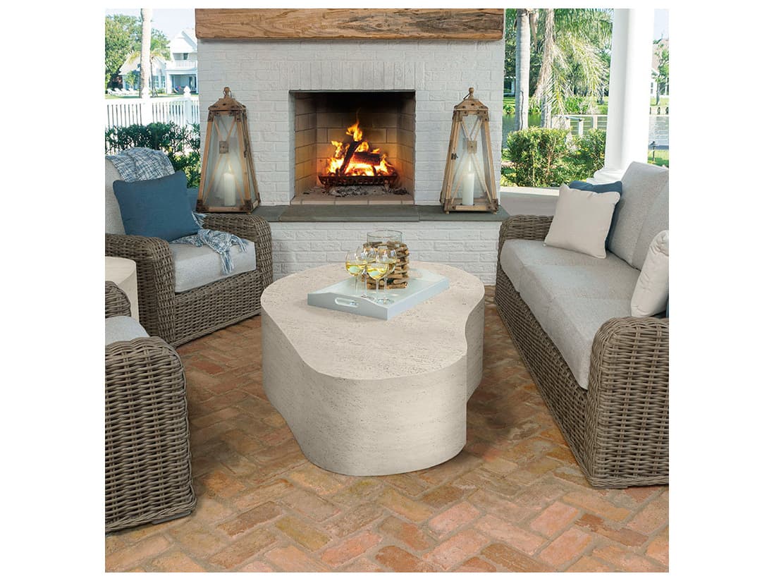 Ebel Tahoe Aluminum Poly Stone Top Patio Coffee Table