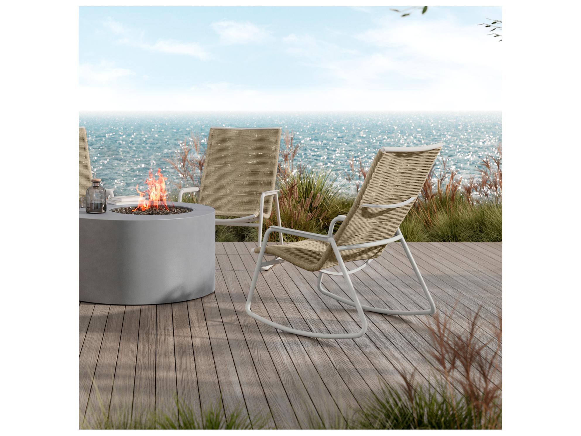 Ebel Cabana Aluminum Wicker Stackable High Back Outdoor Rocker