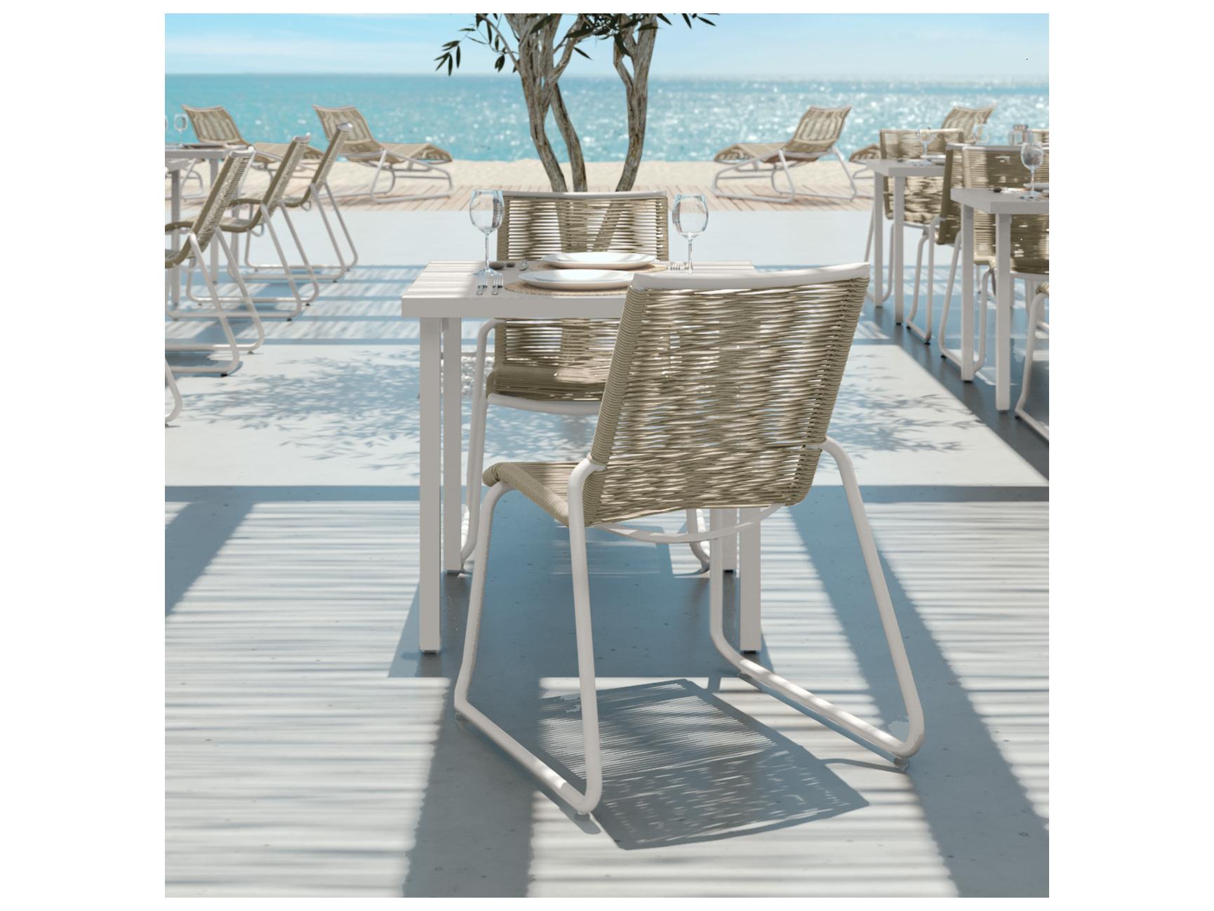 Ebel Cabana Aluminum Wicker Stackable Outdoor Patio Dining Side Chair