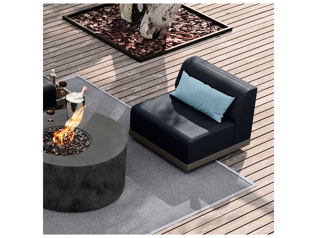 Ebel Grande Aluminum Wicker Padded Armless Patio Lounge Chair