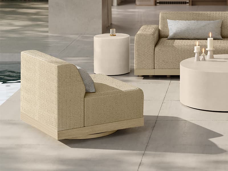 Ebel Grande Aluminum Wicker Padded Armless Swivel Outdoor Lounge Chair