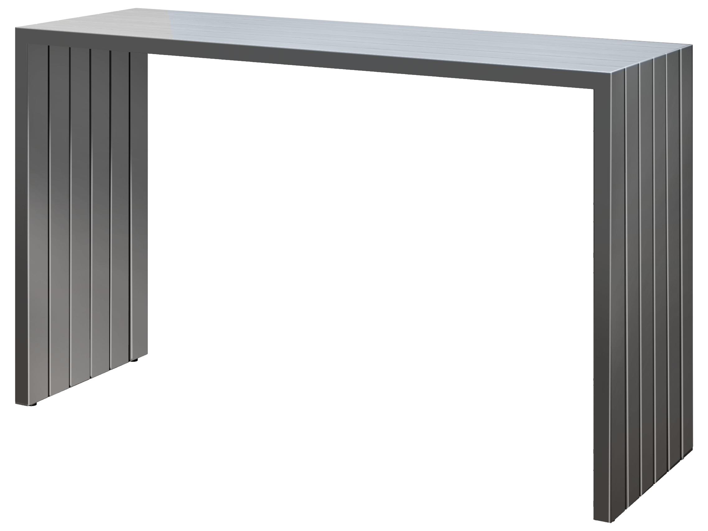 Ebel Bari Aluminum Rectangular Outdoor Console Table with Plank Style Top