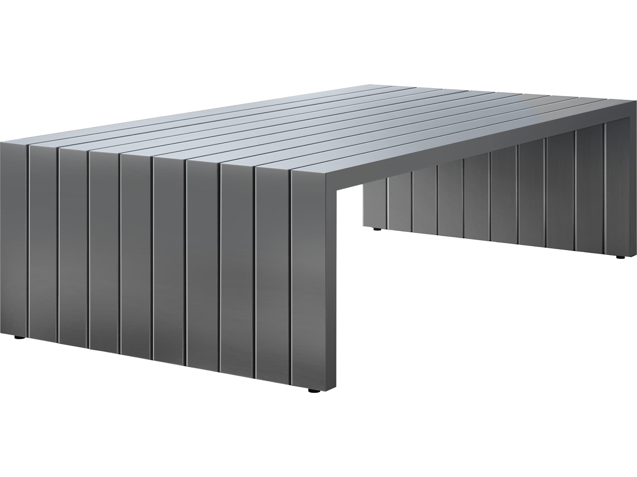 Ebel Bari Aluminum Rectangular Outdoor Coffee Table with Plank Style Top