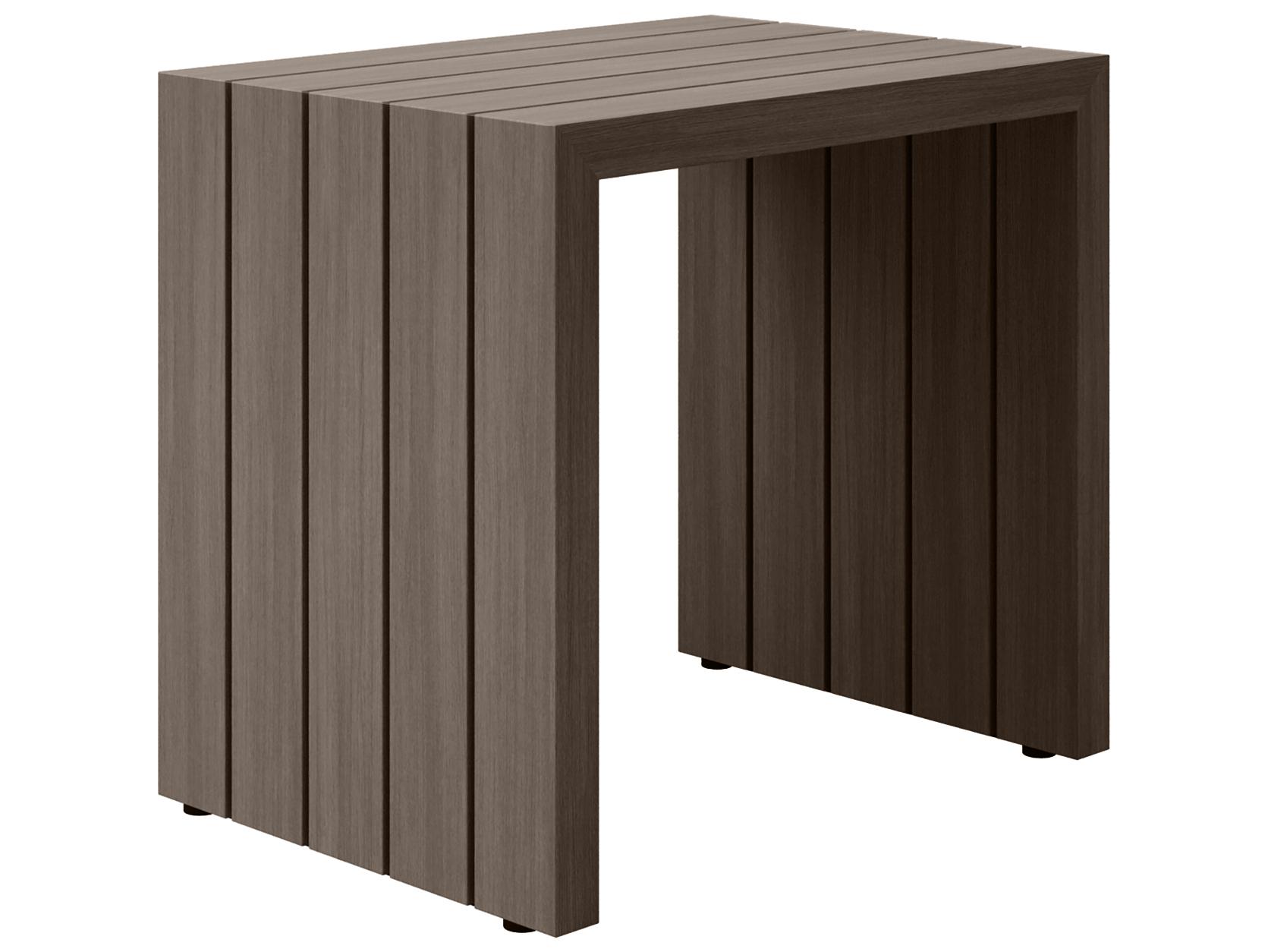 Ebel Bari Aluminum Rectangular Patio End Table with Plank Style Top