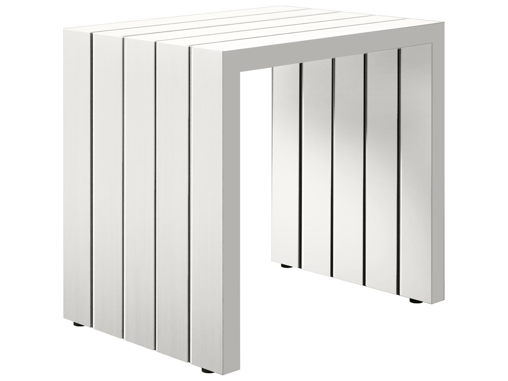 Ebel Bari Aluminum Rectangular Patio End Table with Plank Style Top