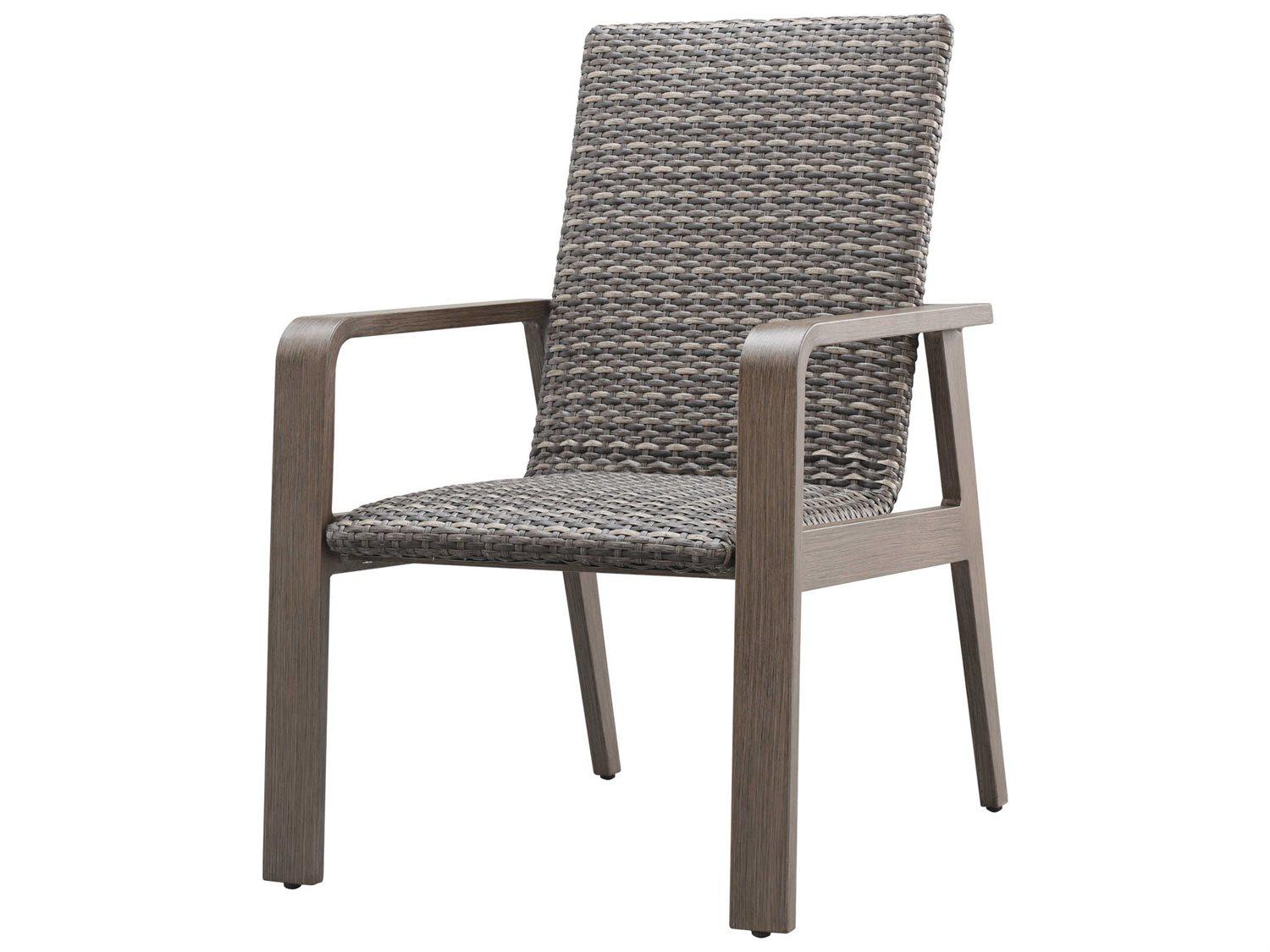 Ebel Canton Padded Wicker Aluminum Dining Arm Chair