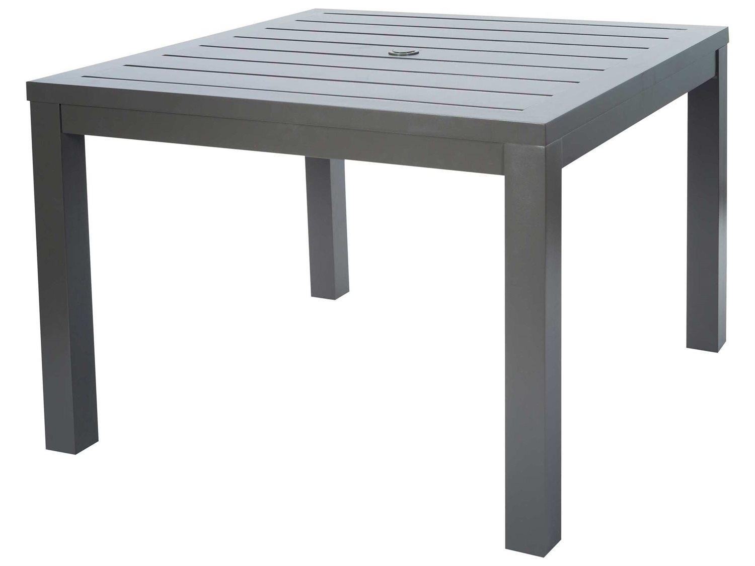 Ebel Palermo Aluminum Square Outdoor Dining Table With Umbrella Hole
