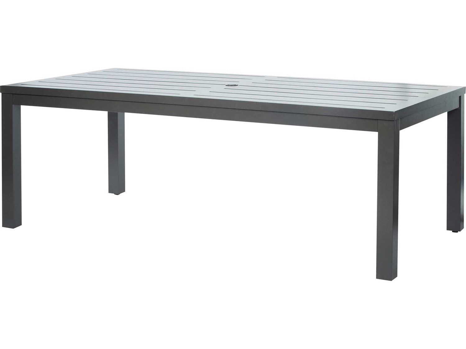 Ebel Palermo Aluminum Rectangular Outdoor Patio Dining Table With Umbrella Hole