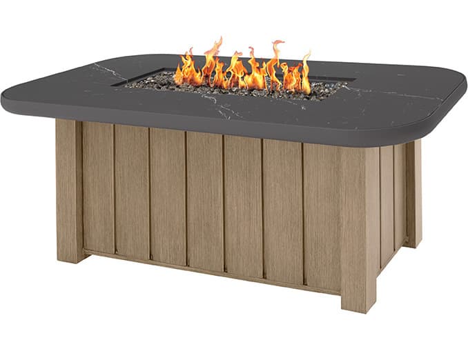 Ebel Aspen Sintered Stone Rectangular Fire Pit Top with Lid