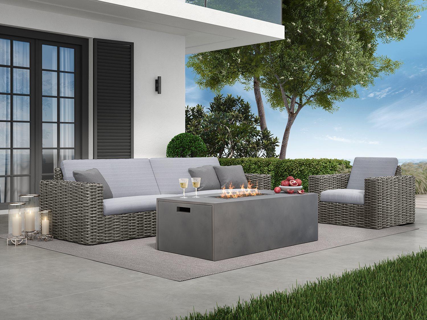 Ebel Mia Cushion Wicker Firepit Outdoor Patio Lounge Set