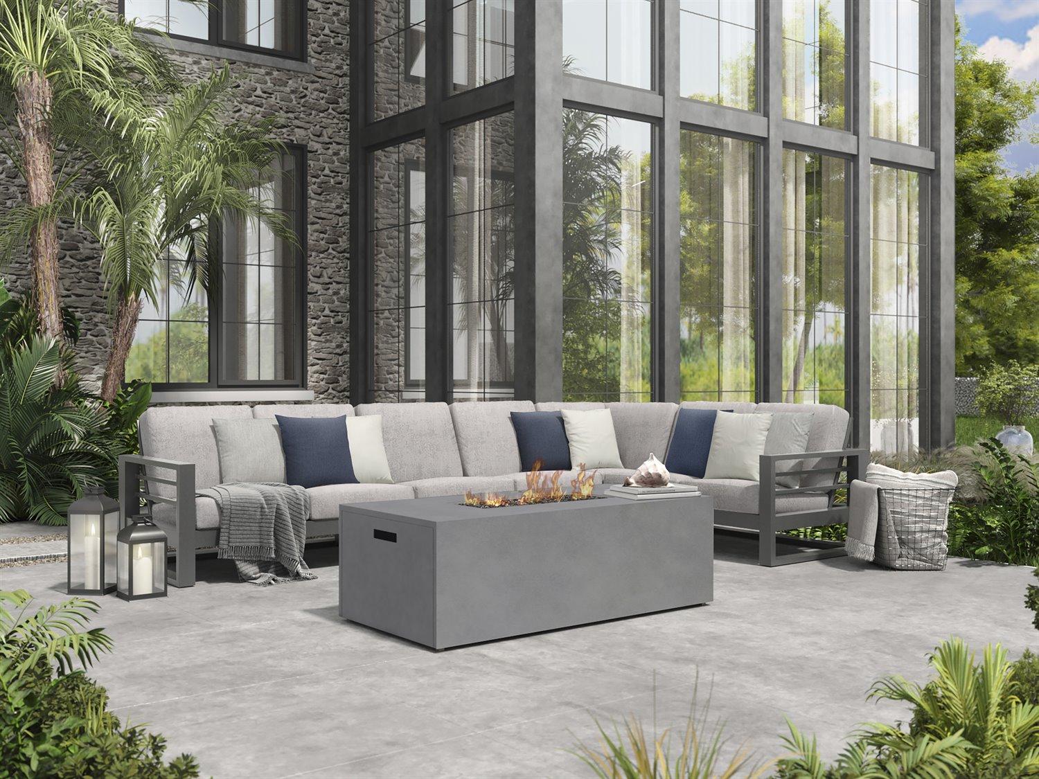 Ebel Palermo Aluminum Firepit Sectional Outdoor Lounge Set
