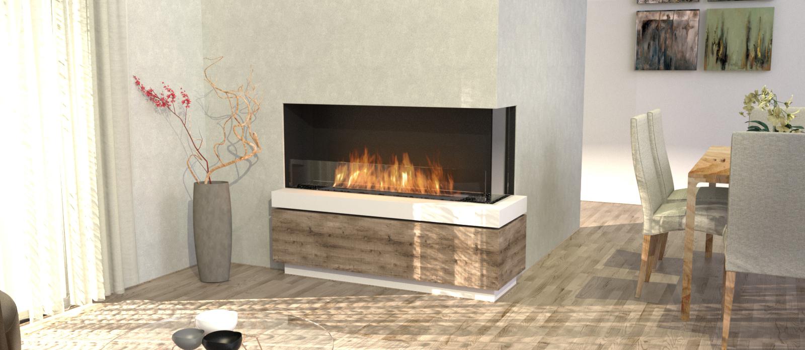 EcoSmart Fire Flex Fireboxes - Right Corner Fireplace