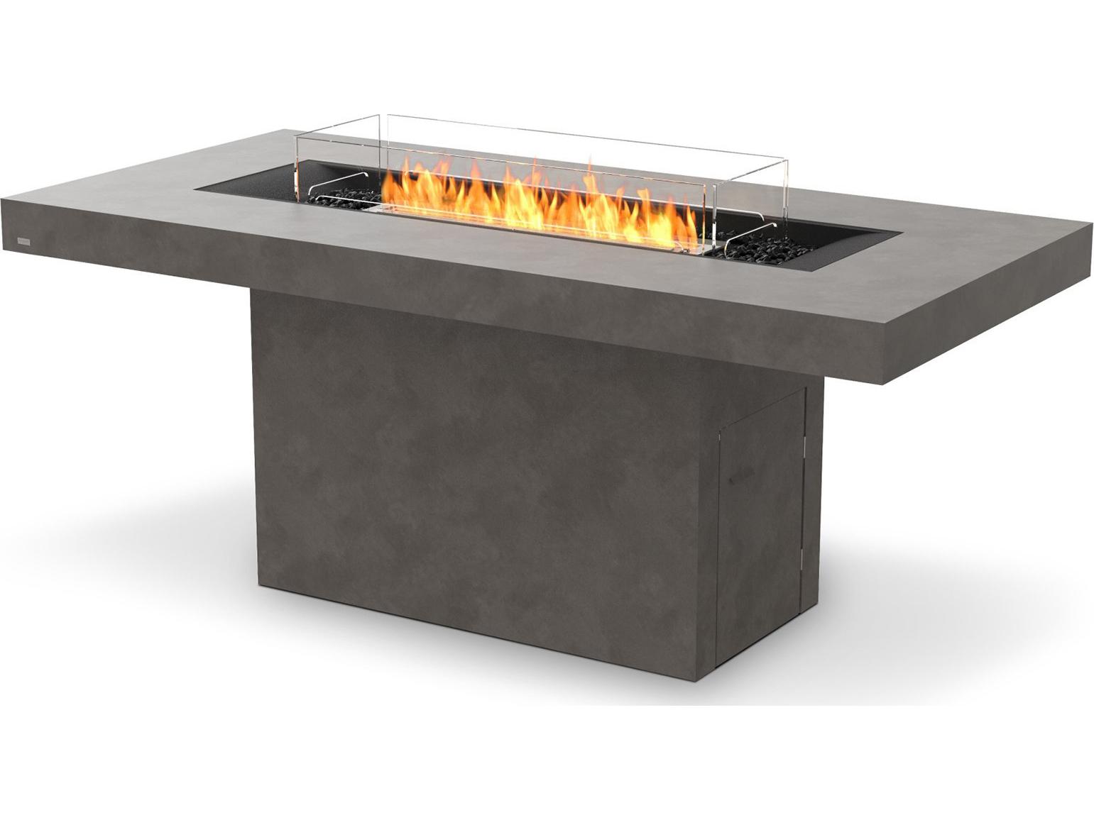 EcoSmart Fire Gin Rectangular Patio Fire Pit Table with Propane/Natural Gas