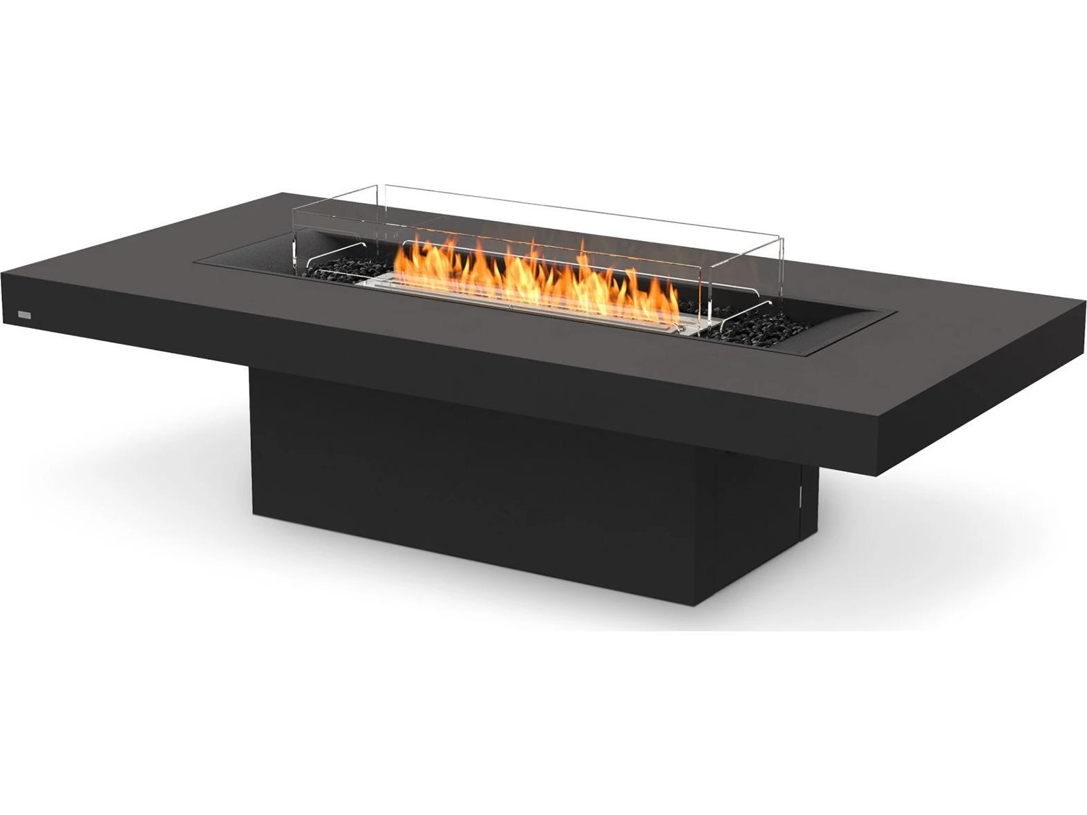 EcoSmart Fire Gin Rectangular Outdoor Fire Pit Table with Propane/Natural Gas