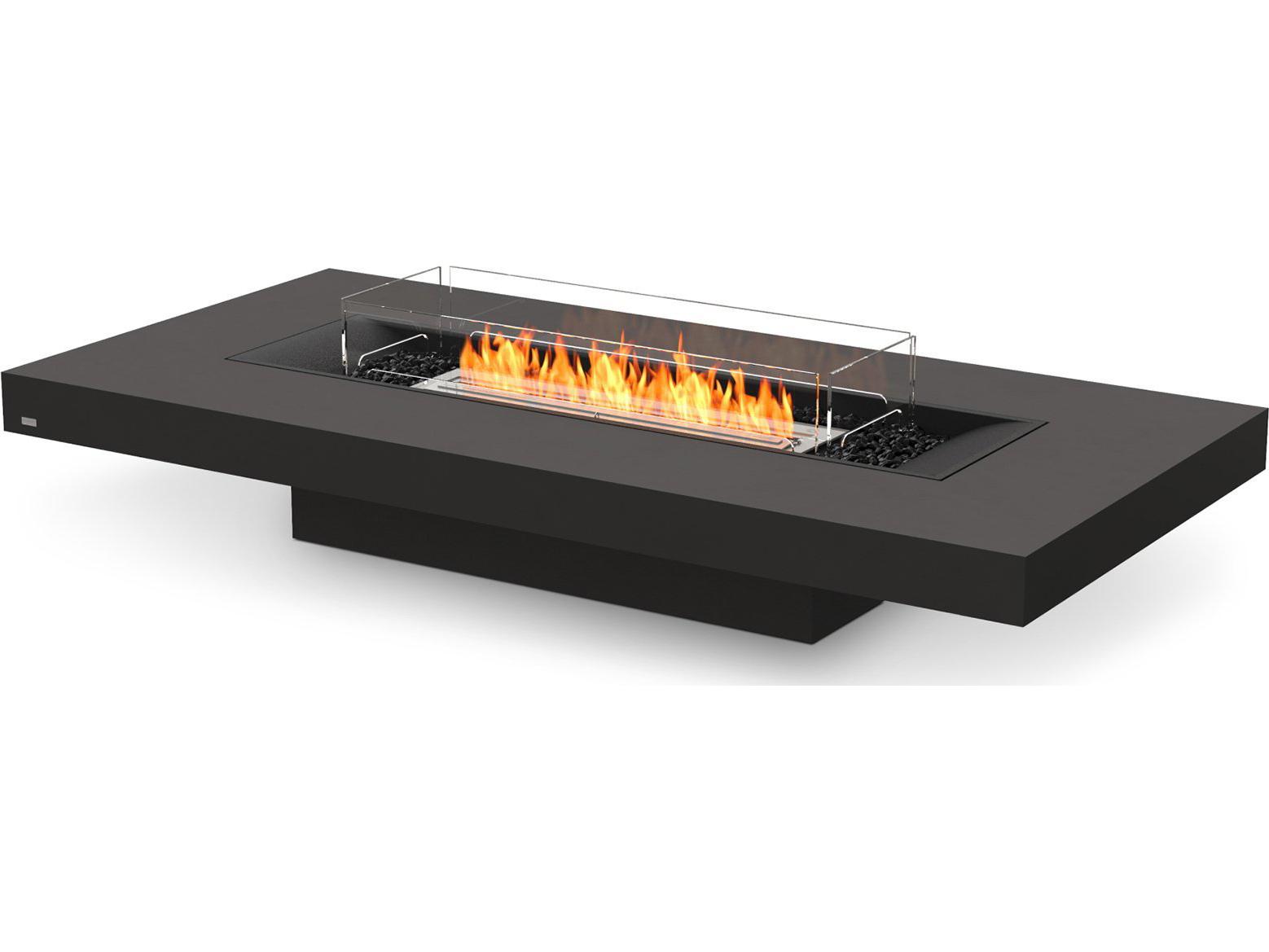 EcoSmart Fire Gin Rectangular Outdoor Patio Fire Pit Table with Bioethanol