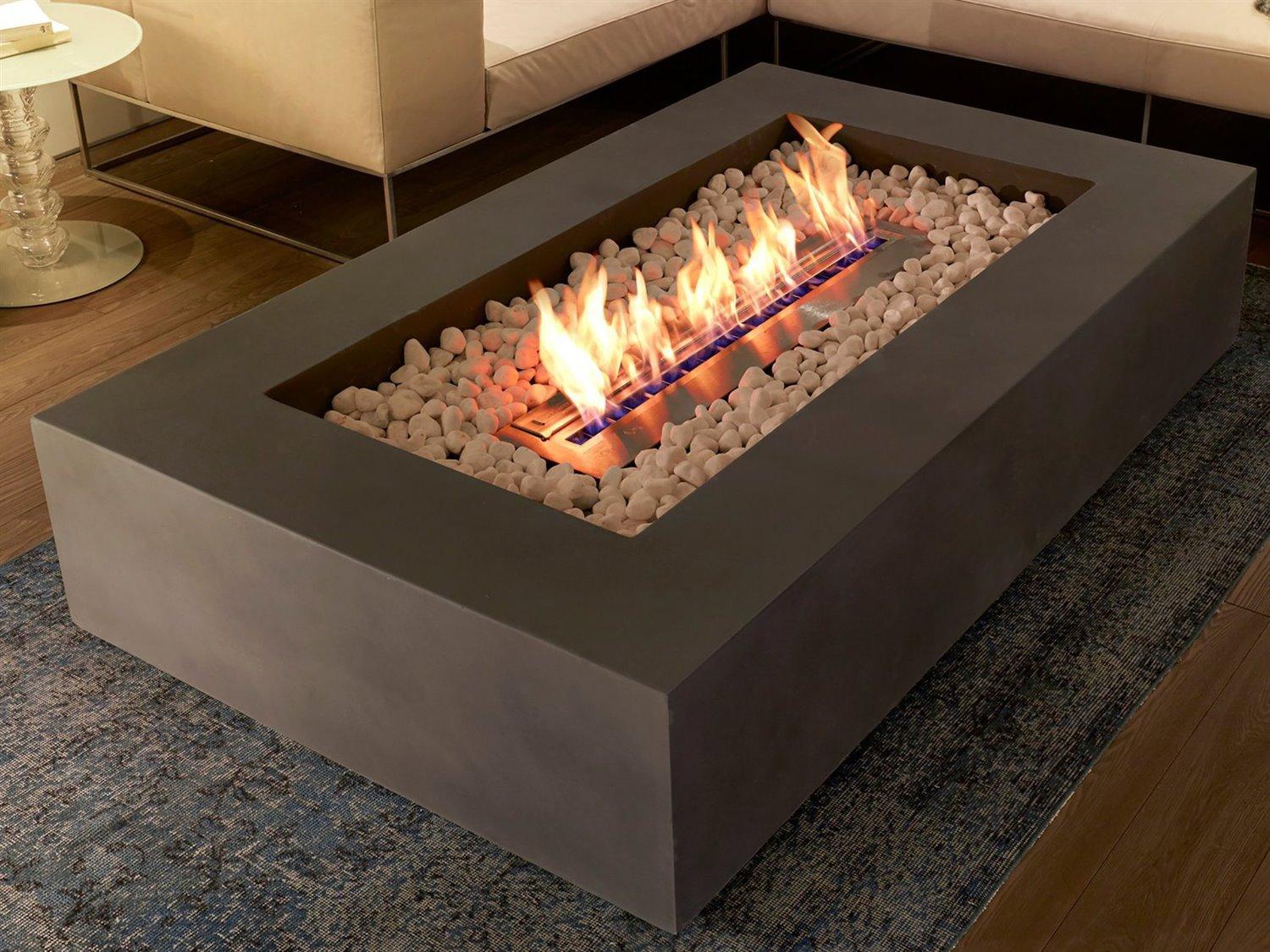 EcoSmart Fire Wharf Rectangular Outdoor Patio Fire Pit Table with Ethanol Burner