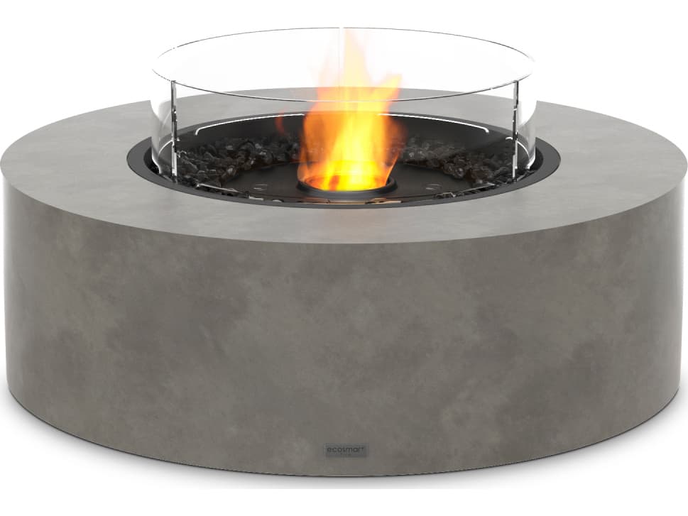 EcoSmart Fire Ark Round Outdoor Patio Fire Pit Table with Ethanol Burner Black