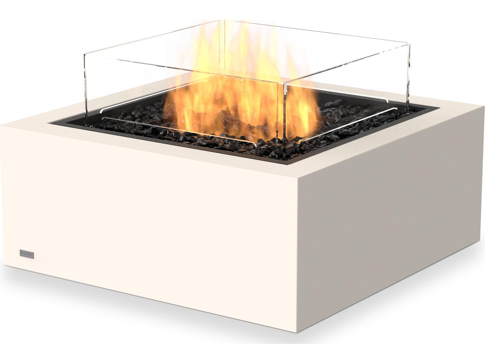 EcoSmart Fire Base Square Patio Fire Pit Table with Ethanol Burner Black