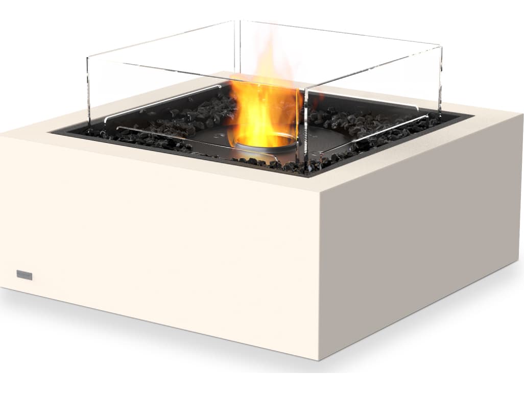 EcoSmart Fire Base Square Patio Fire Pit Table with Ethanol Burner Black