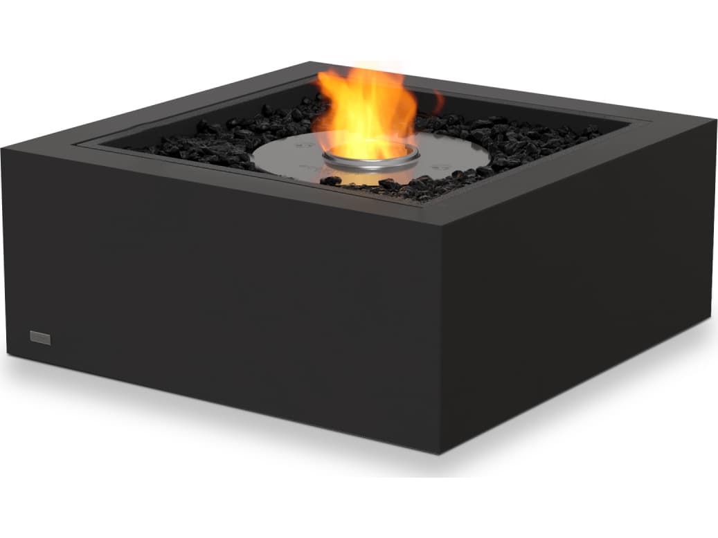 EcoSmart Fire Base Square Outdoor Fire Pit Table with Ethanol Burner Black