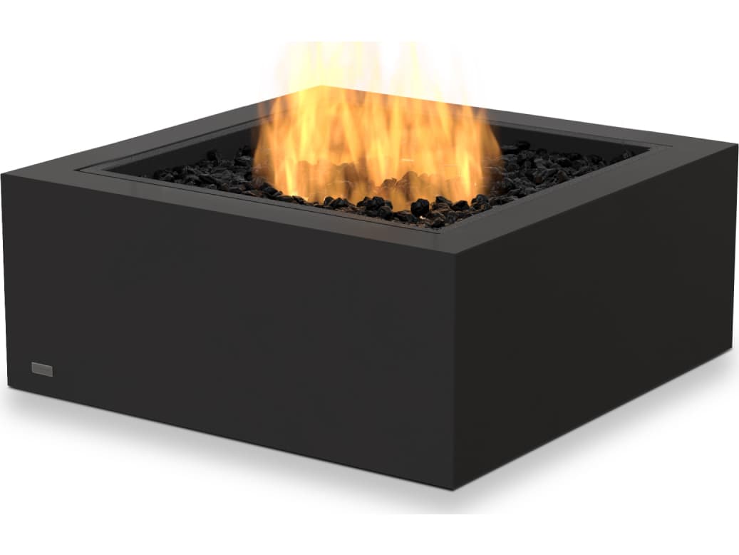 EcoSmart Fire Base Square Outdoor Fire Pit Table with Ethanol Burner Black
