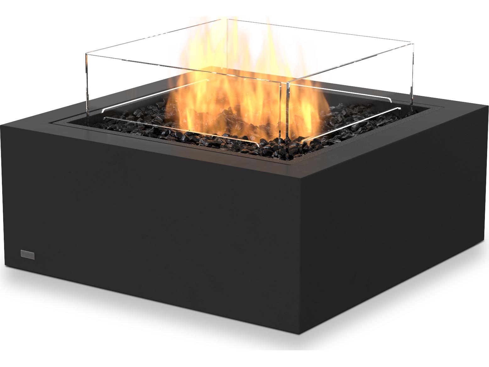 EcoSmart Fire Base Square Outdoor Fire Pit Table with Ethanol Burner Black