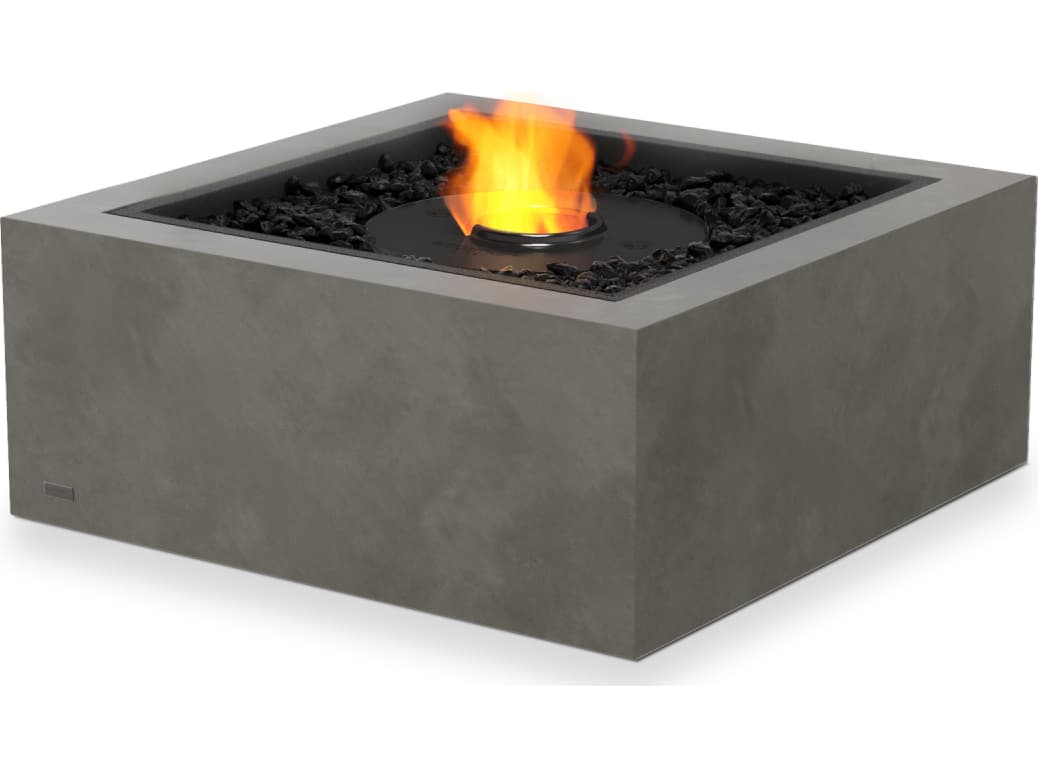 EcoSmart Fire Base Square Outdoor Patio Fire Pit Table with Ethanol Burner Black