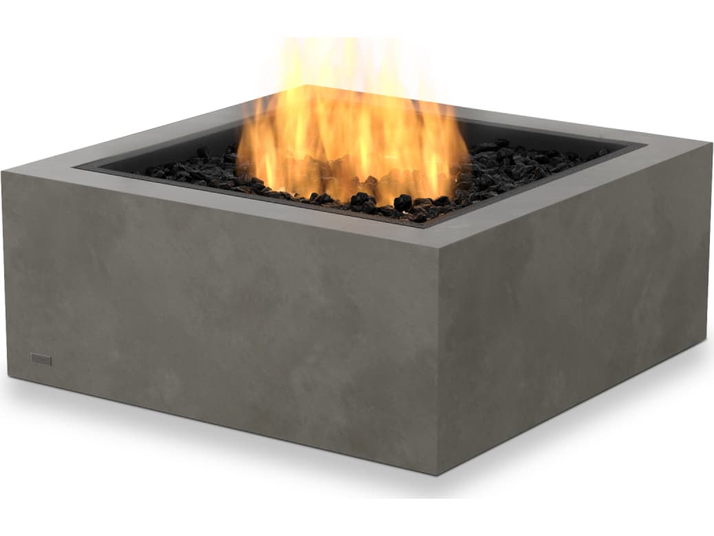 EcoSmart Fire Base Square Outdoor Patio Fire Pit Table with Ethanol Burner Black