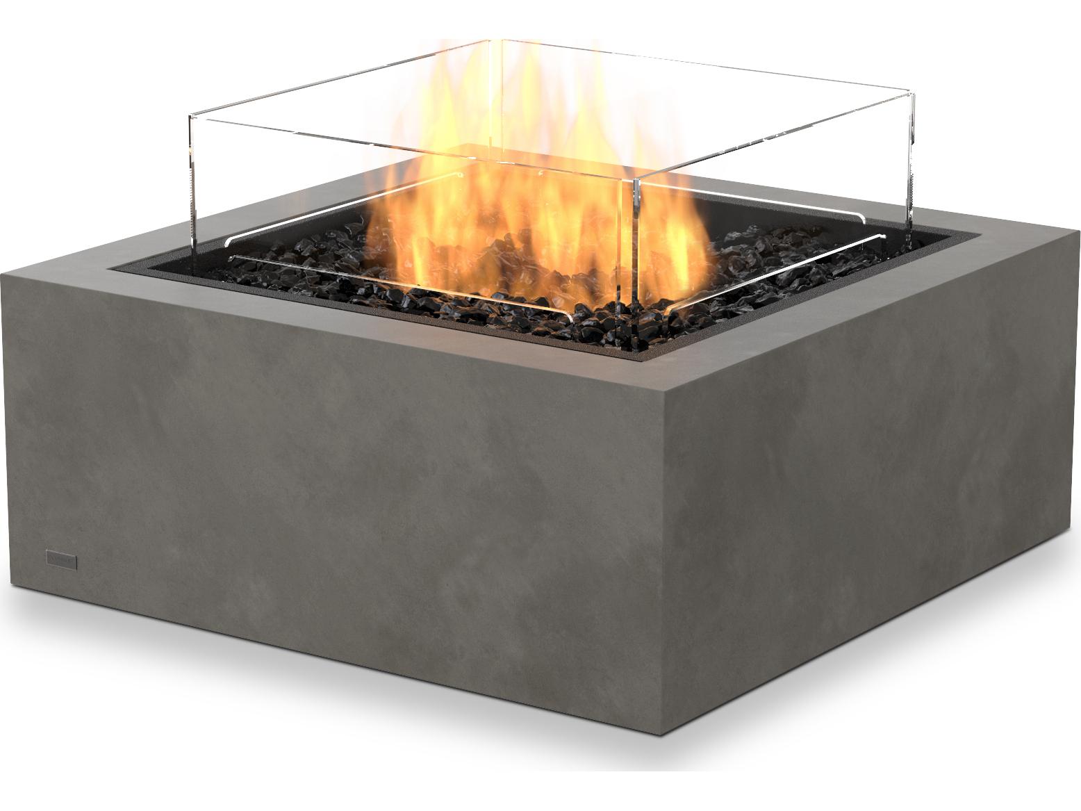 EcoSmart Fire Base Square Outdoor Patio Fire Pit Table with Ethanol Burner Black