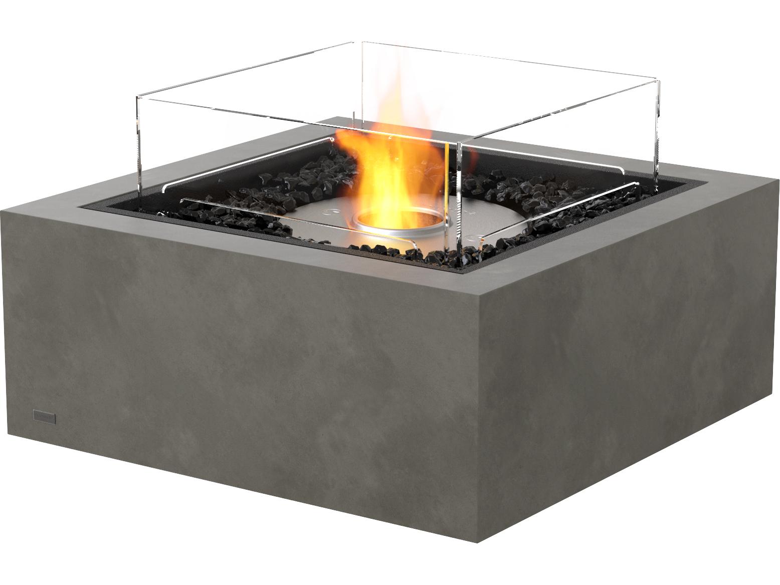 EcoSmart Fire Base Square Outdoor Patio Fire Pit Table with Ethanol Burner Black
