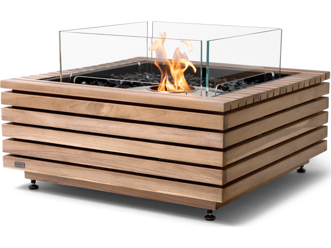 EcoSmart Fire Base Square Outdoor Fire Pit Table with Ethanol Burner Black