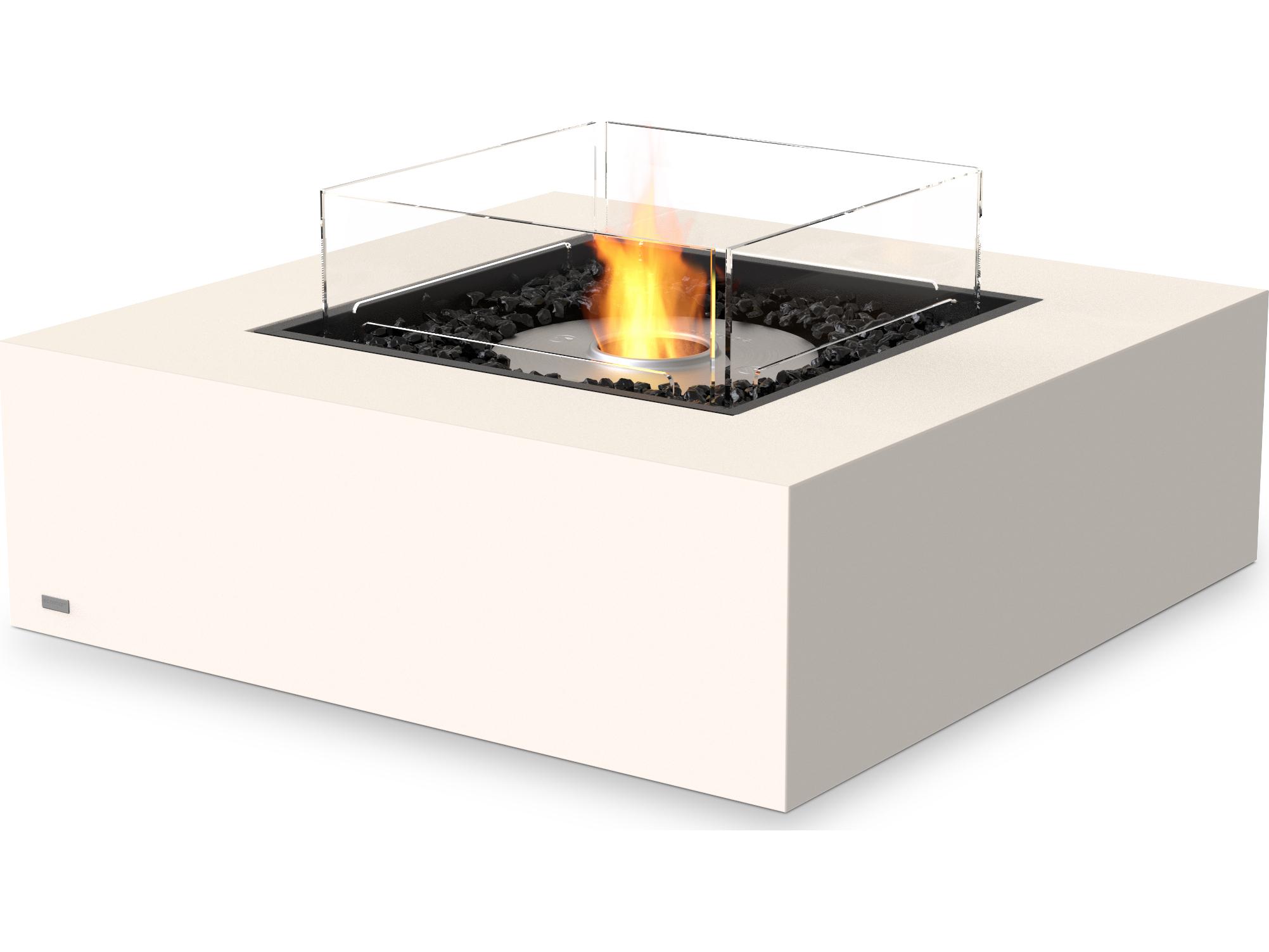 EcoSmart Fire Base Square Patio Fire Pit Table with Ethanol Burner Black