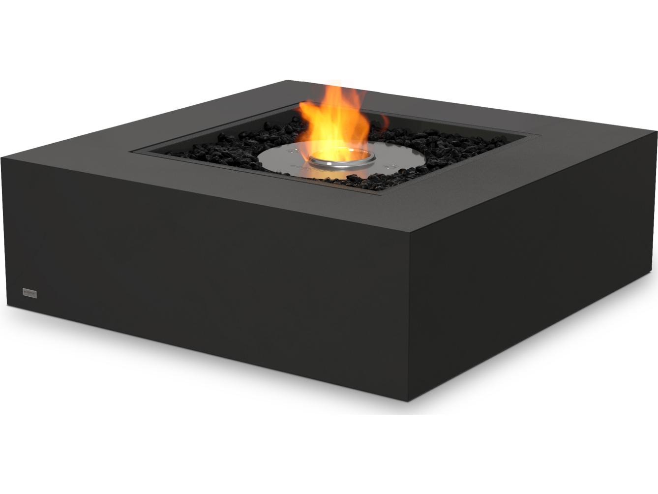 EcoSmart Fire Base Square Outdoor Fire Pit Table with Ethanol Burner Black