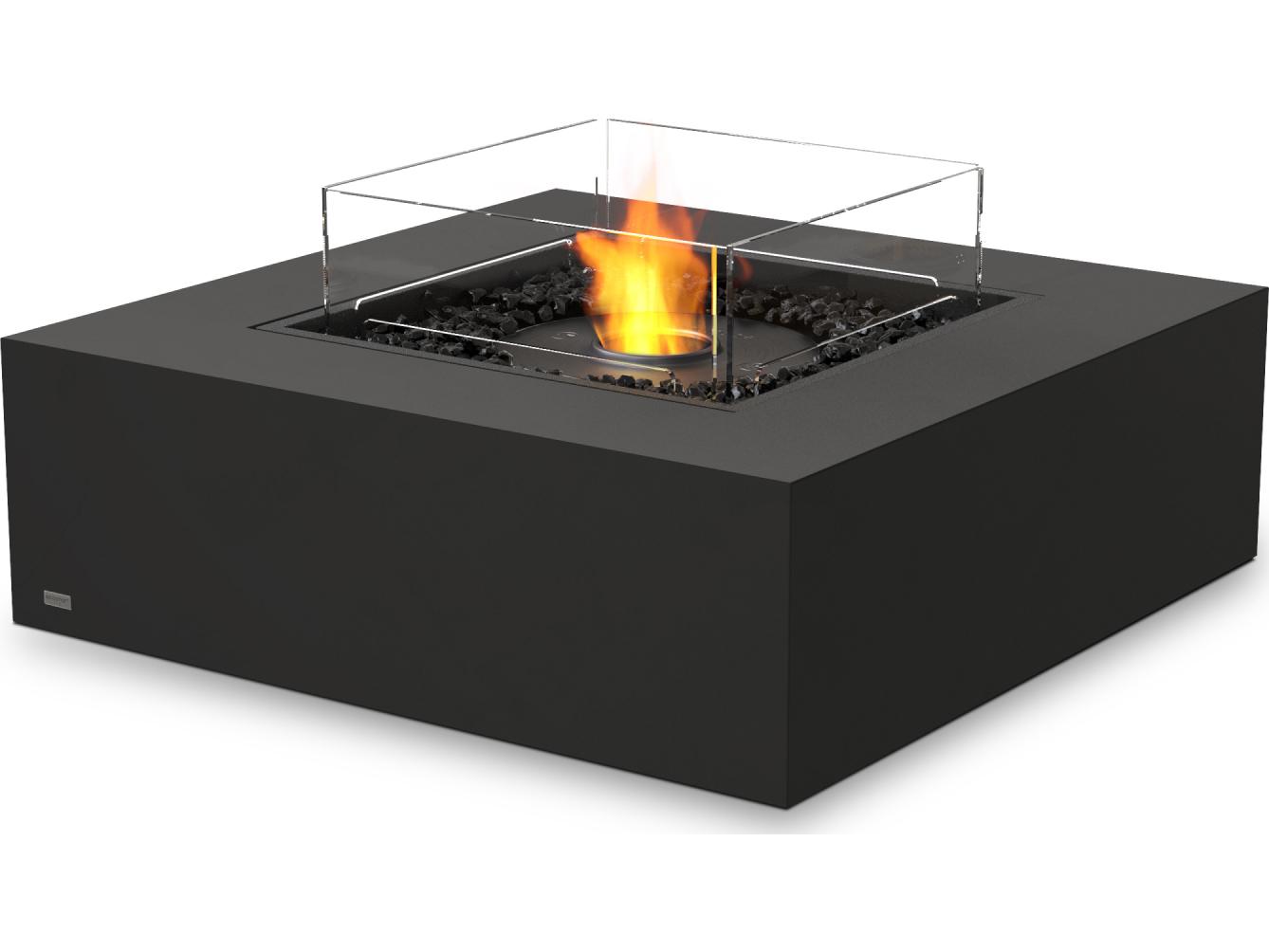 EcoSmart Fire Base Square Outdoor Fire Pit Table with Ethanol Burner Black