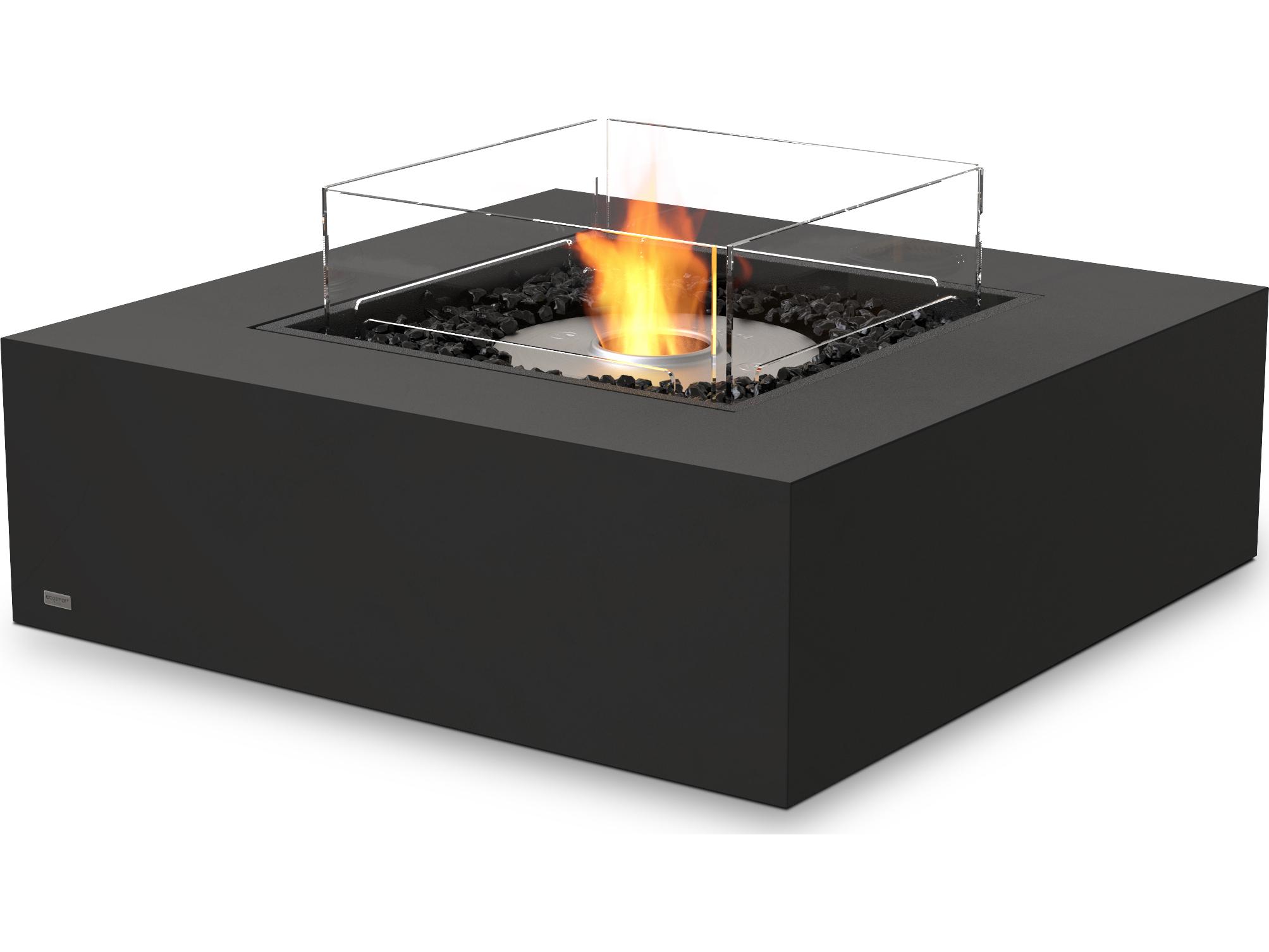 EcoSmart Fire Base Square Outdoor Fire Pit Table with Ethanol Burner Black