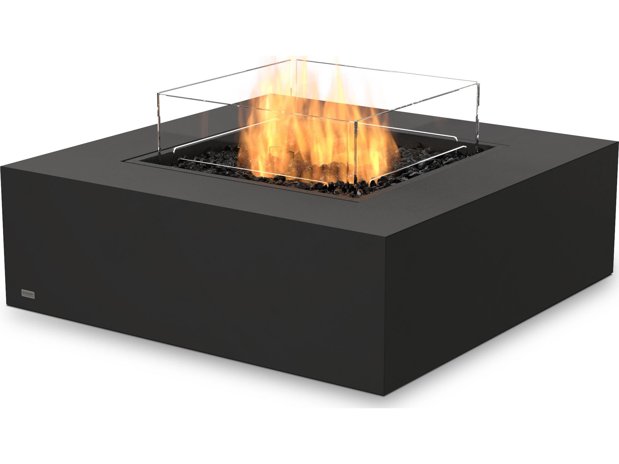 EcoSmart Fire Base Square Outdoor Fire Pit Table with Ethanol Burner Black