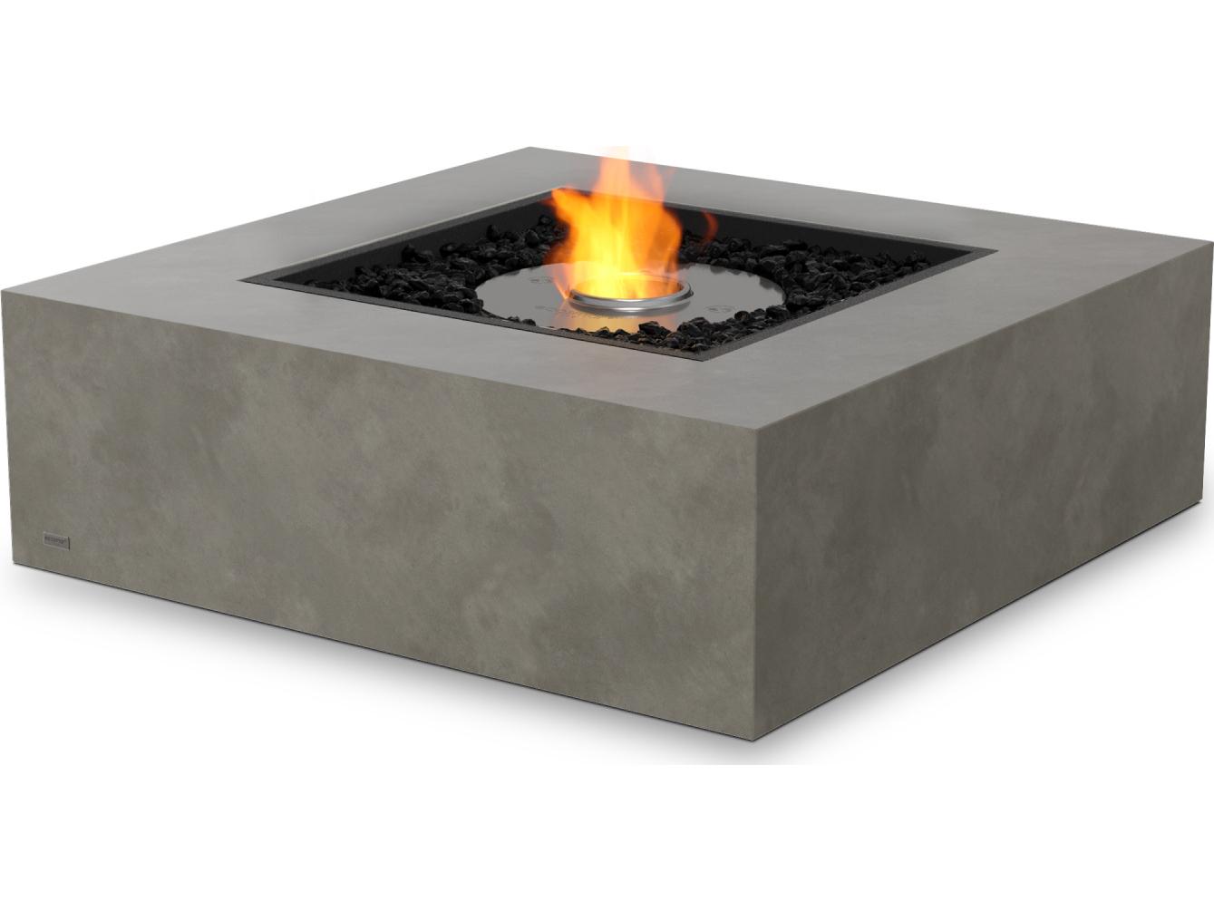 EcoSmart Fire Base Square Outdoor Patio Fire Pit Table with Ethanol Burner Black