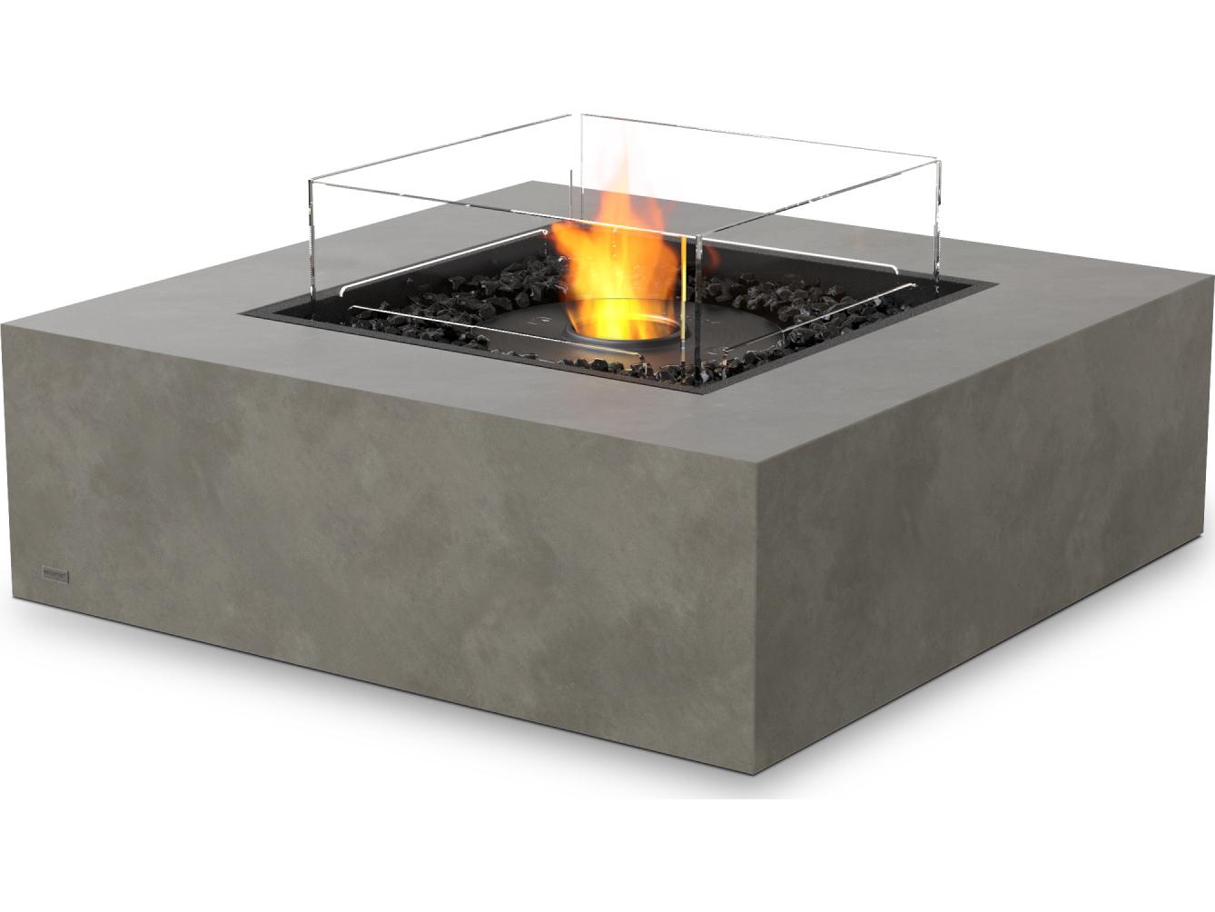 EcoSmart Fire Base Square Outdoor Patio Fire Pit Table with Ethanol Burner Black