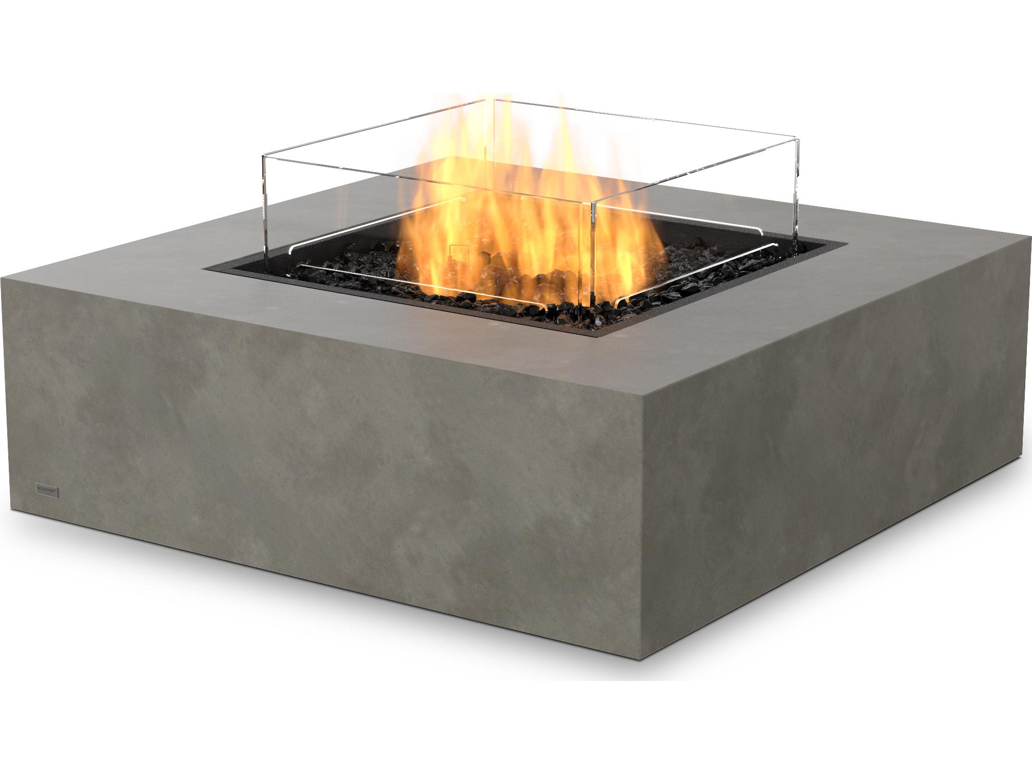 EcoSmart Fire Base Square Outdoor Patio Fire Pit Table with Ethanol Burner Black