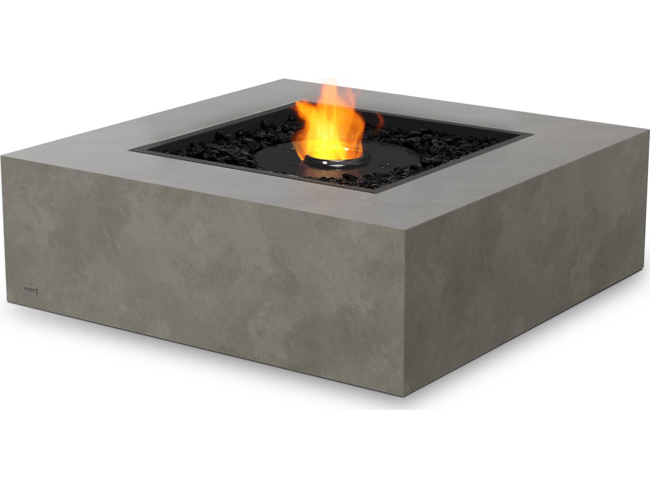 EcoSmart Fire Base Square Outdoor Patio Fire Pit Table with Ethanol Burner Black