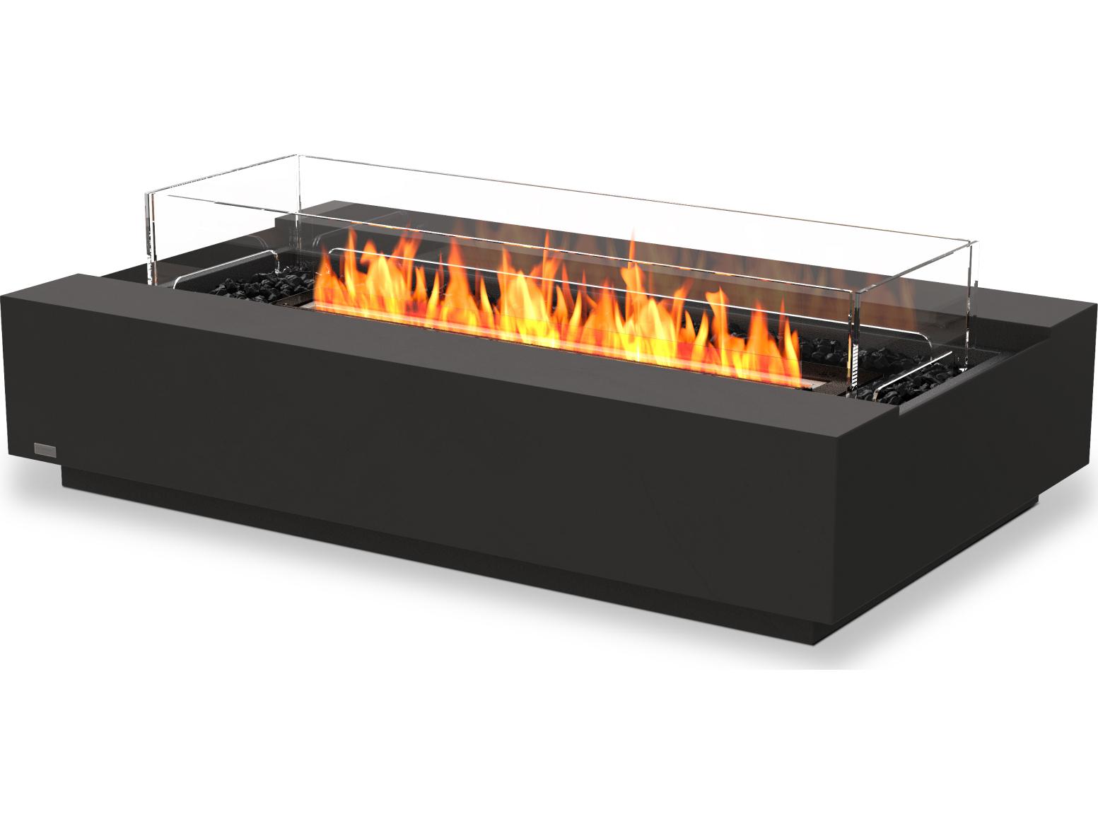 EcoSmart Fire Cosmo Rectangular Outdoor Patio Fire Pit Table with Gas LP/NG Stainless Steel