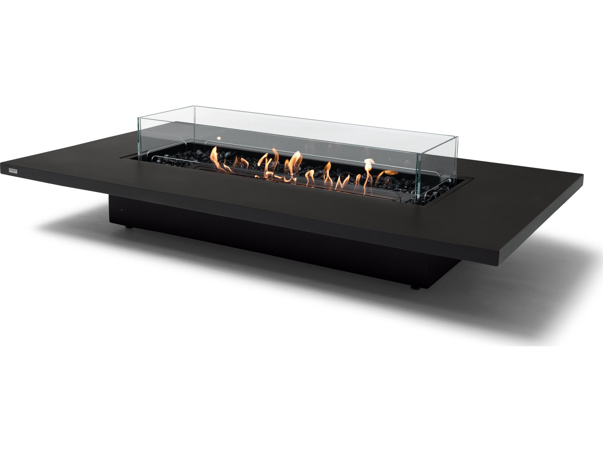 EcoSmart Fire Daiquiri Rectangular Outdoor Fire Pit Table with Ethanol Burner Black