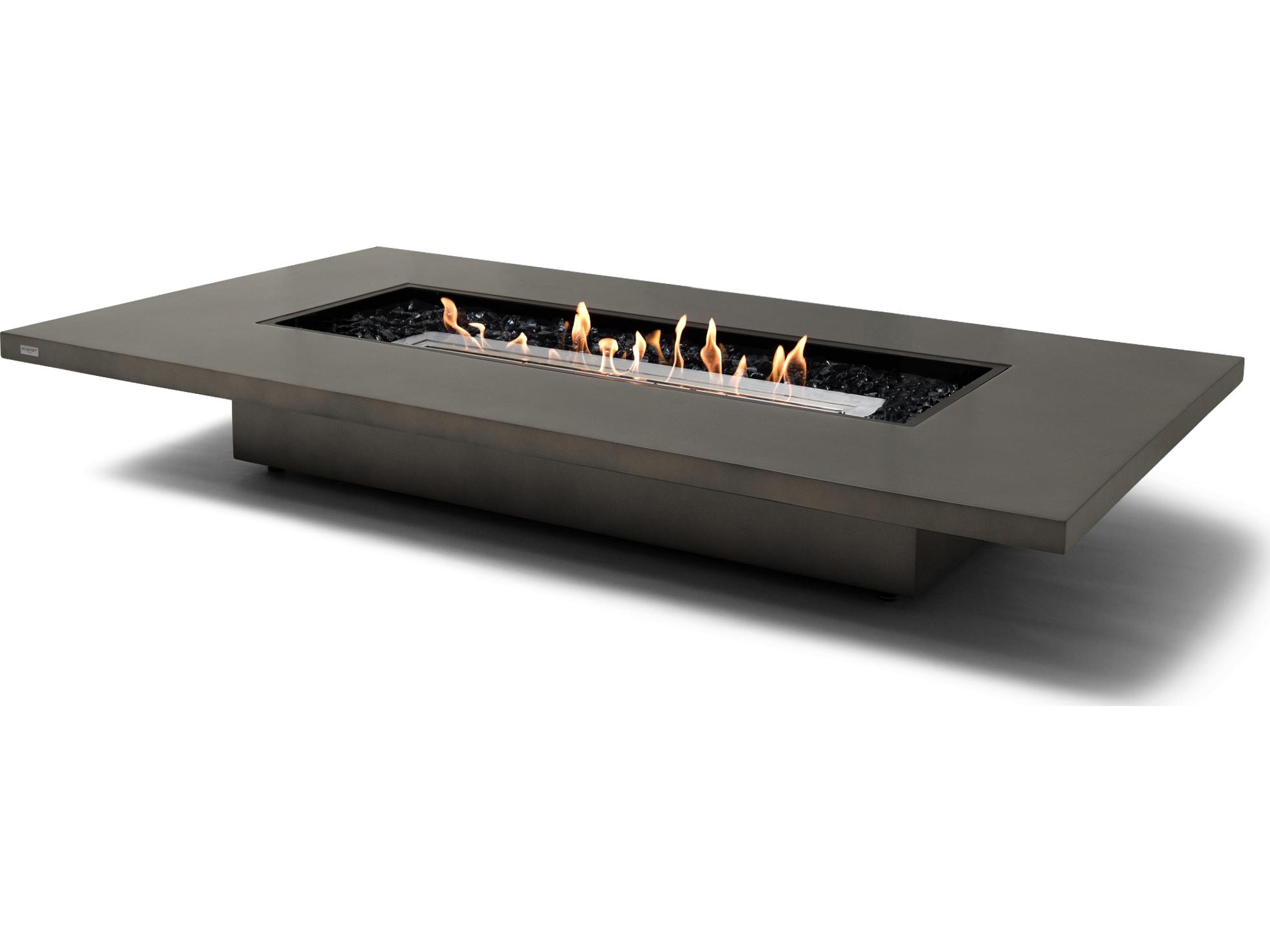 EcoSmart Fire Daiquiri Rectangular Outdoor Fire Pit Table with Ethanol Burner Black