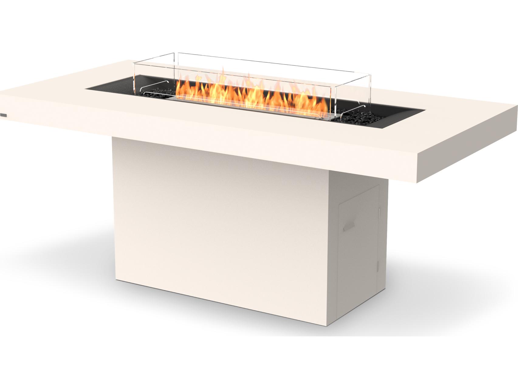 EcoSmart Fire Gin Rectangular Patio Fire Pit Table with Ethanol Burner Black
