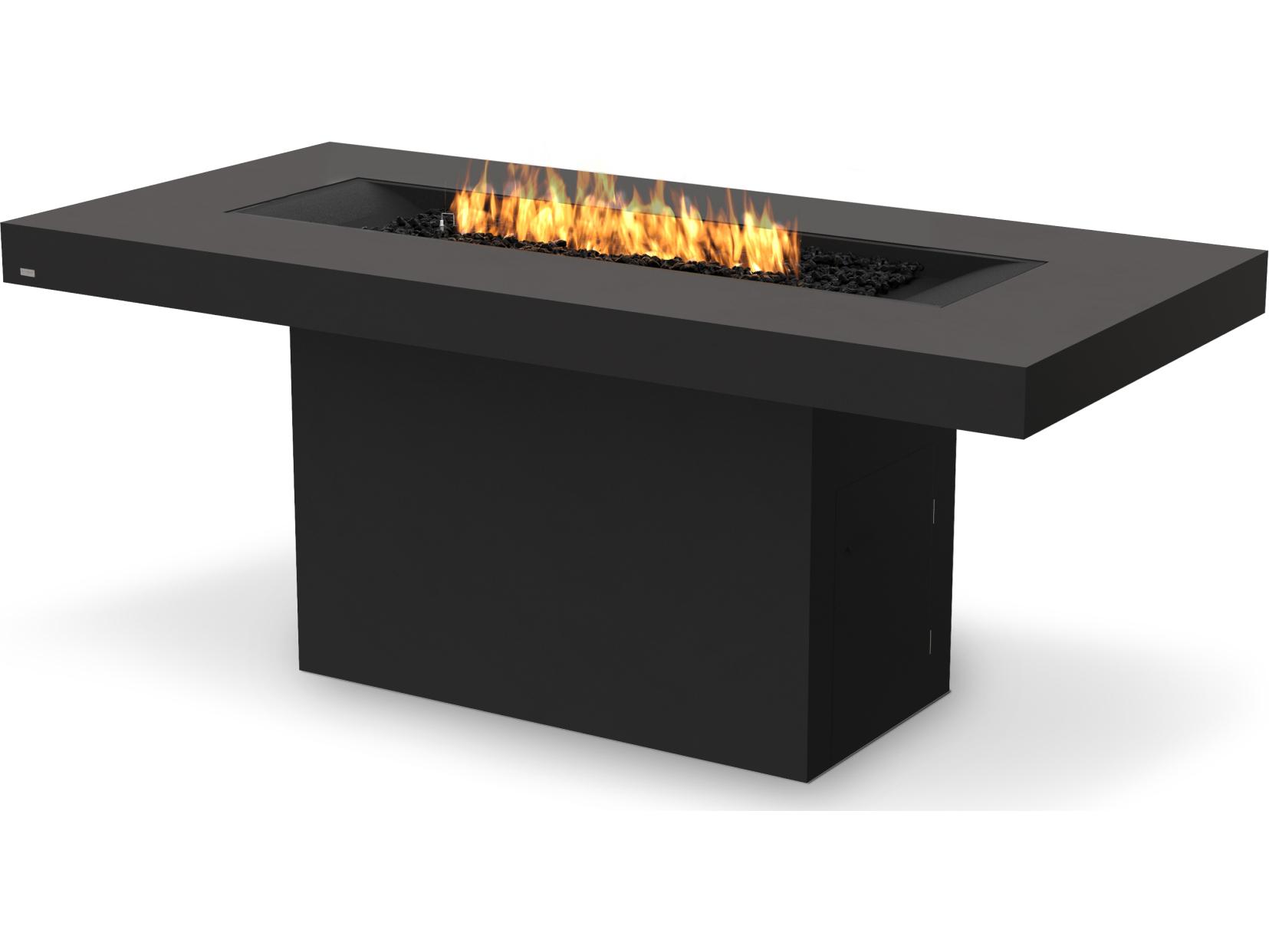 EcoSmart Fire Gin Rectangular Outdoor Fire Pit Table with Ethanol Burner Black