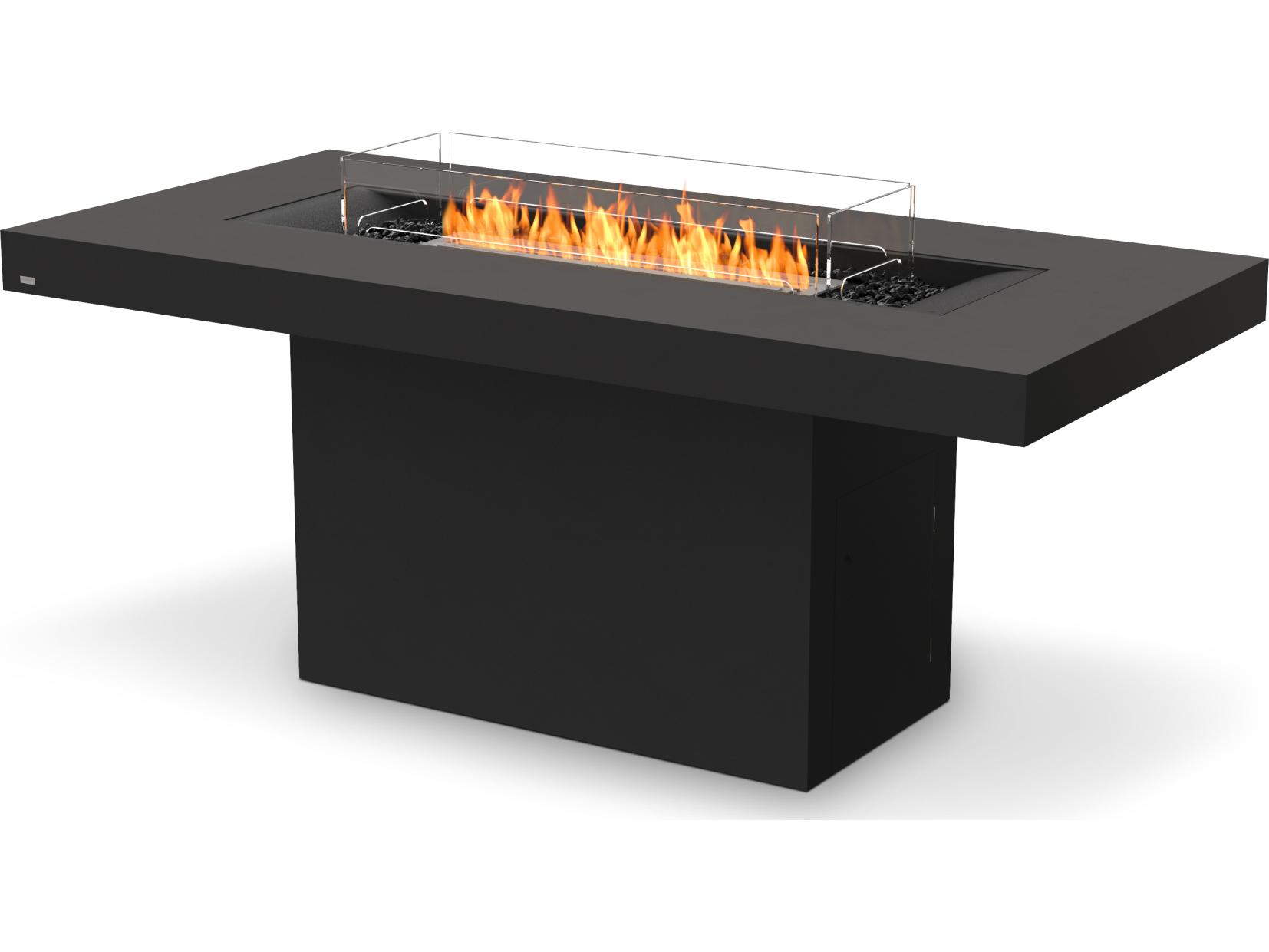 EcoSmart Fire Gin Rectangular Outdoor Fire Pit Table with Ethanol Burner Black