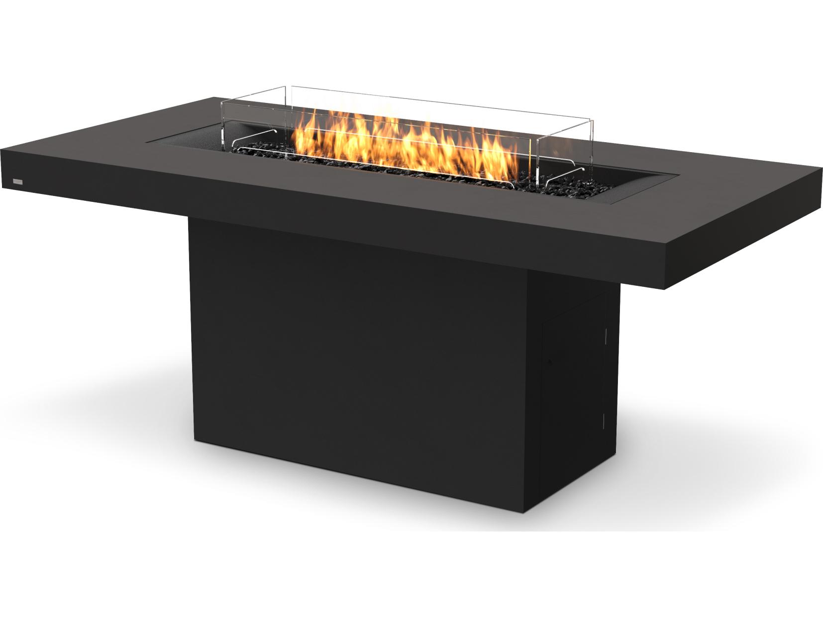 EcoSmart Fire Gin Rectangular Outdoor Fire Pit Table with Ethanol Burner Black