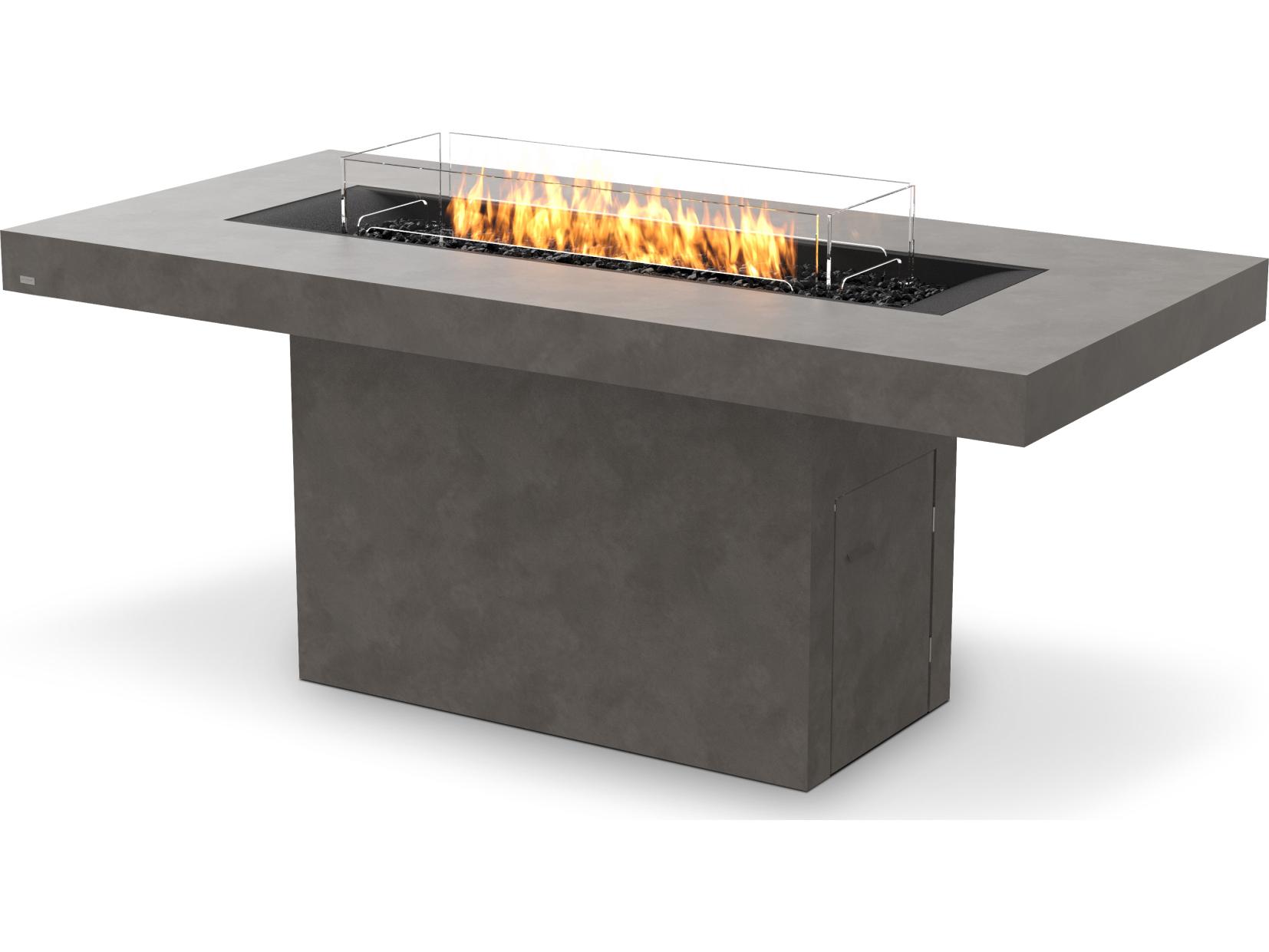 EcoSmart Fire Gin Rectangular Outdoor Patio Fire Pit Table with Ethanol Burner Black