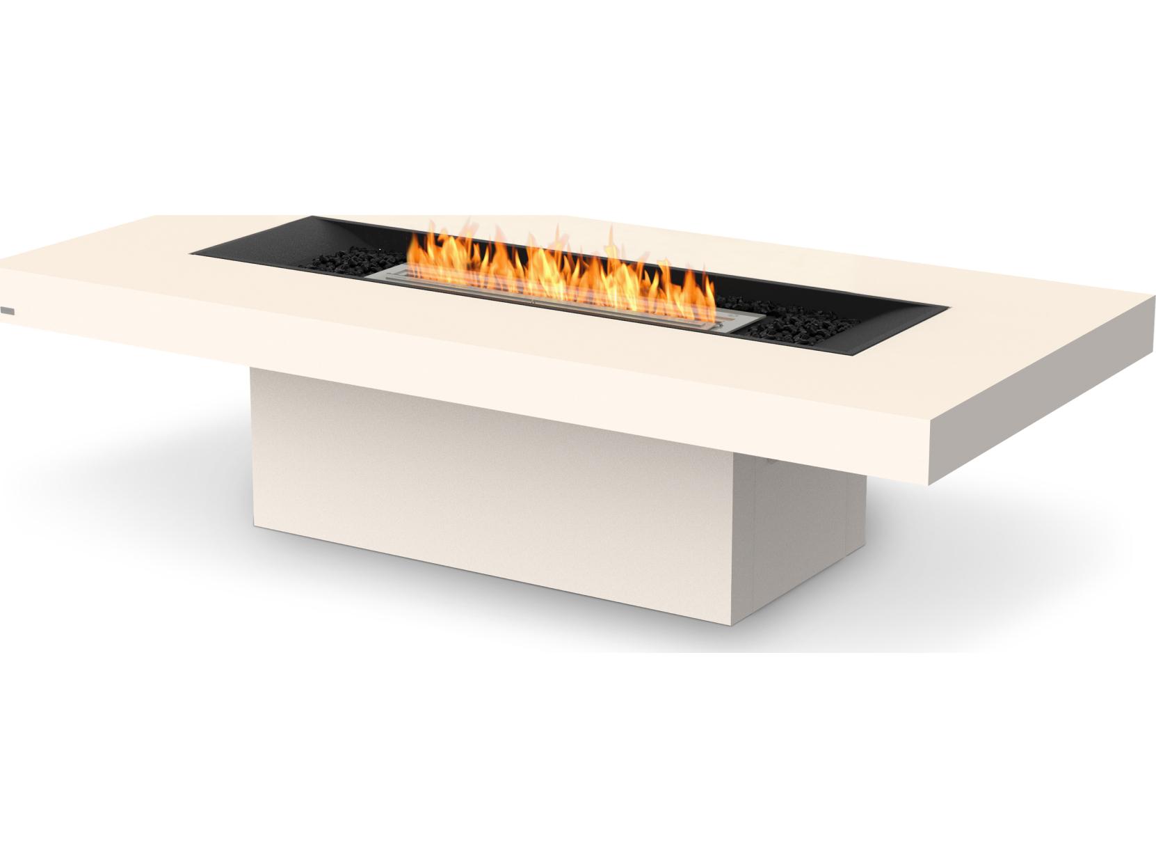 EcoSmart Fire Gin Rectangular Patio Fire Pit Table with Ethanol Burner Black