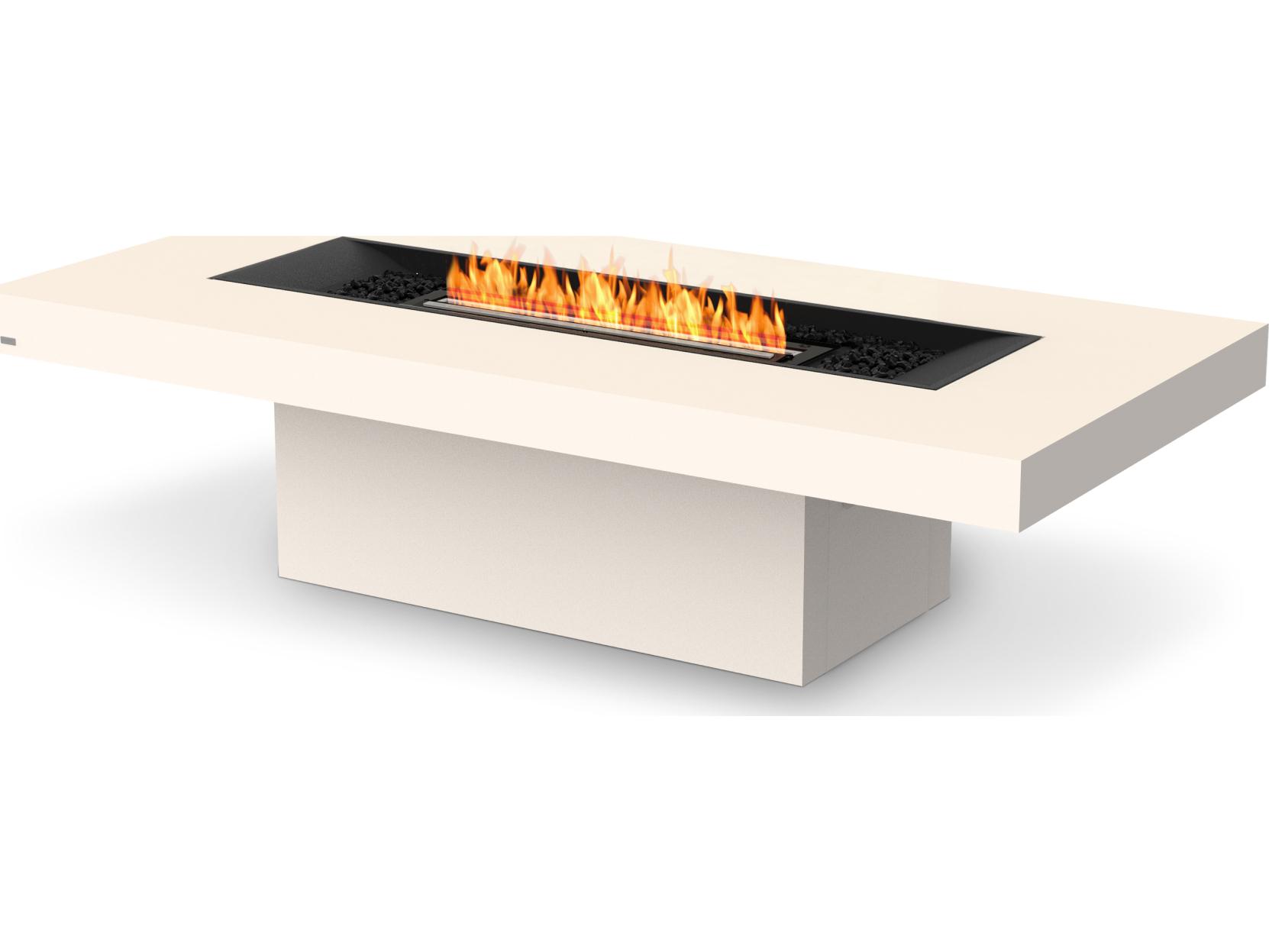 EcoSmart Fire Gin Rectangular Patio Fire Pit Table with Ethanol Burner Black